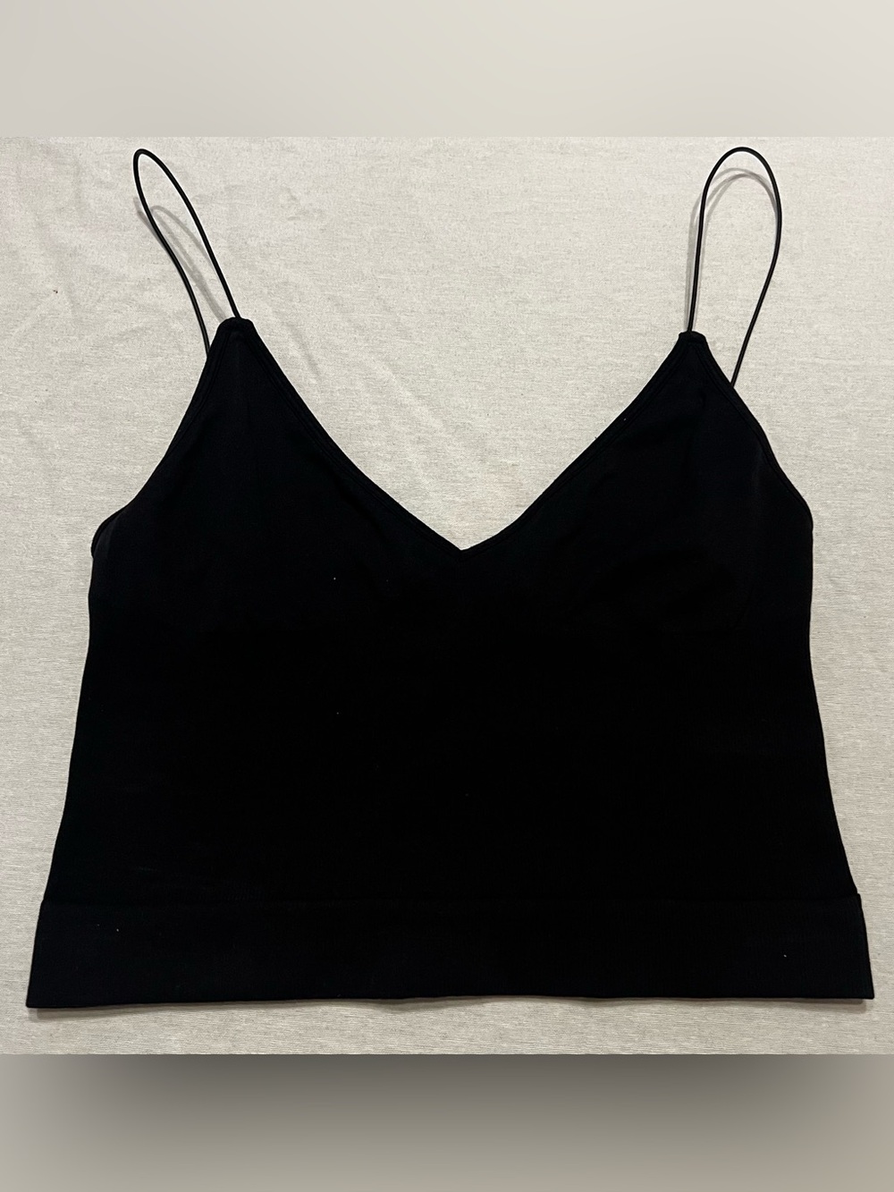 Free People Black V-Neck Spaghetti Strap Fitted Crop Top/Bra